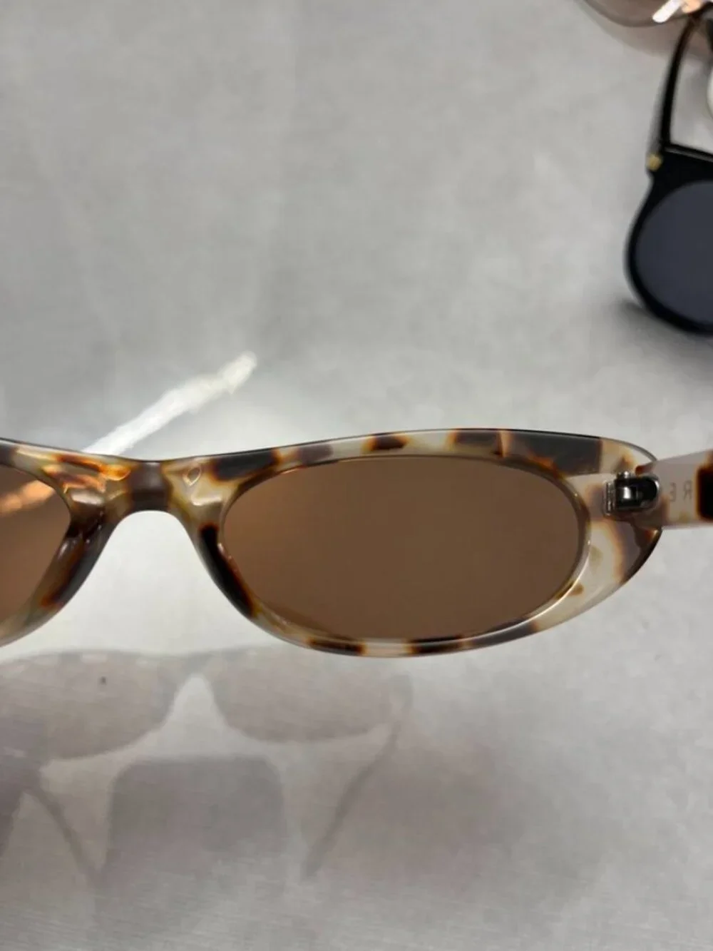 AIRE Avior Sunglasses Cookie Tort Narrow Cat Eye Brown Lens Slim - Picture 9 of 12